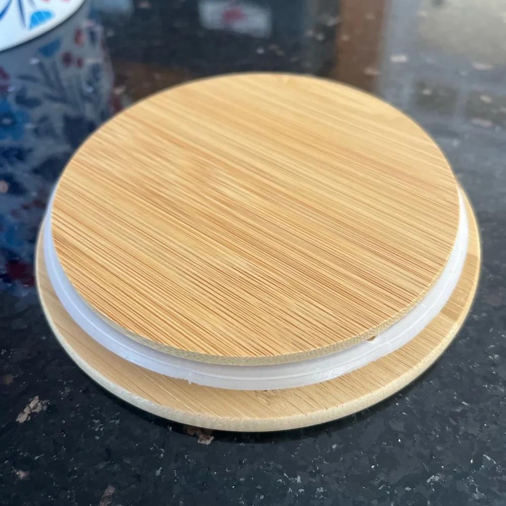 Floral Ceramic Canister with Air Tight Wooden Lid